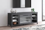 Cayberry Black 60" TV Stand with Electric Fireplace by Ashley at Eve Furniture