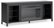 Cayberry Black 60" TV Stand with Electric Fireplace by Ashley at Eve Furniture