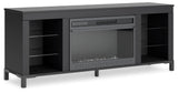 Cayberry Black 60" TV Stand with Electric Fireplace by Ashley at Eve Furniture