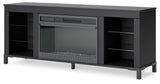 Cayberry Black 60" TV Stand with Electric Fireplace by Ashley at Eve Furniture