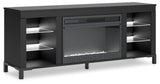 Cayberry Black 60" TV Stand with Electric Fireplace by Ashley at Eve Furniture