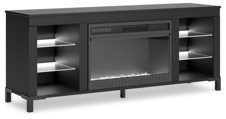 Cayberry Black 60" TV Stand with Electric Fireplace by Ashley at Eve Furniture