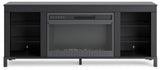 Cayberry Black 60" TV Stand with Electric Fireplace by Ashley at Eve Furniture