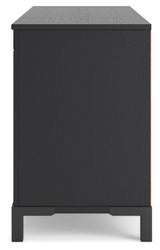 Cayberry Black 60" TV Stand with Electric Fireplace by Ashley at Eve Furniture