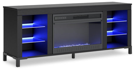 Cayberry Black 60" TV Stand with Electric Fireplace by Ashley at Eve Furniture