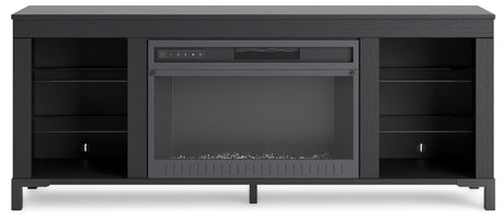 Cayberry Black 60" TV Stand with Electric Fireplace by Ashley at Eve Furniture