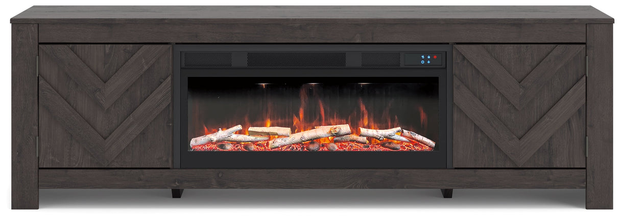 Cayboni Black 71" TV Stand with Electric Fireplace by Ashley at Eve Furniture