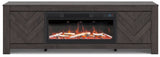 Cayboni Black 71" TV Stand with Electric Fireplace by Ashley at Eve Furniture