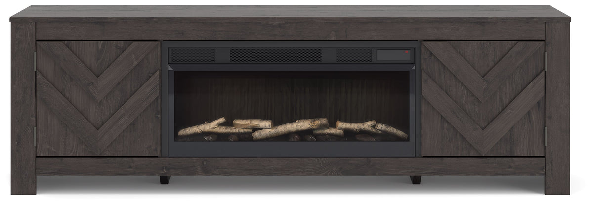 Cayboni Black 71" TV Stand with Electric Fireplace by Ashley at Eve Furniture
