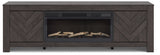 Cayboni Black 71" TV Stand with Electric Fireplace by Ashley at Eve Furniture