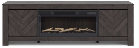 Cayboni Black 71" TV Stand with Electric Fireplace by Ashley at Eve Furniture