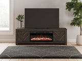 Cayboni Black 71" TV Stand with Electric Fireplace by Ashley at Eve Furniture