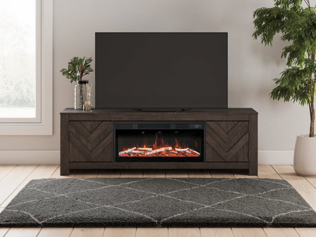 Cayboni Black 71" TV Stand with Electric Fireplace by Ashley at Eve Furniture