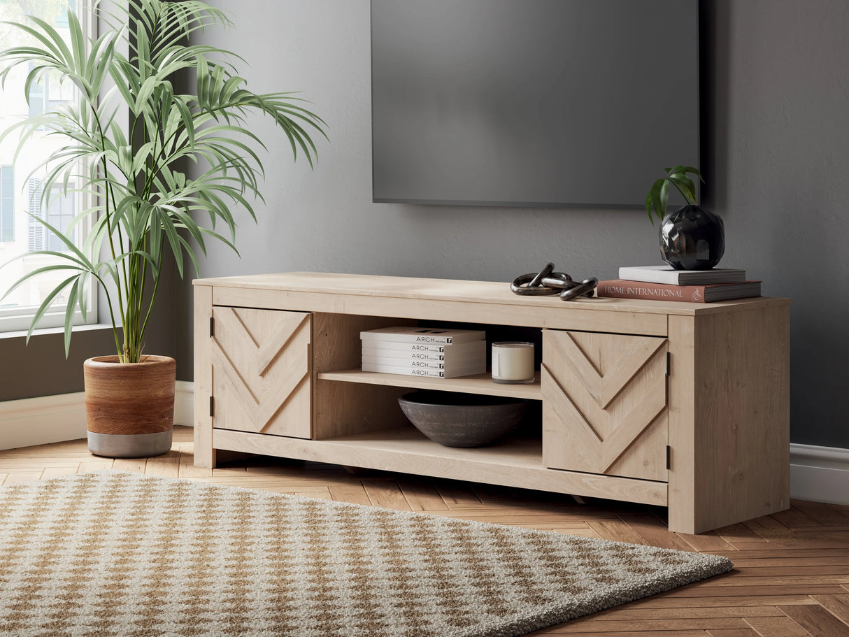Cayboni Tan 71" TV Stand by Ashley at Eve Furniture