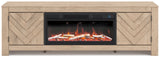 Cayboni Tan 71" TV Stand with Electric Fireplace by Ashley at Eve Furniture