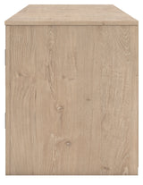 Cayboni Tan 71" TV Stand with Electric Fireplace by Ashley at Eve Furniture