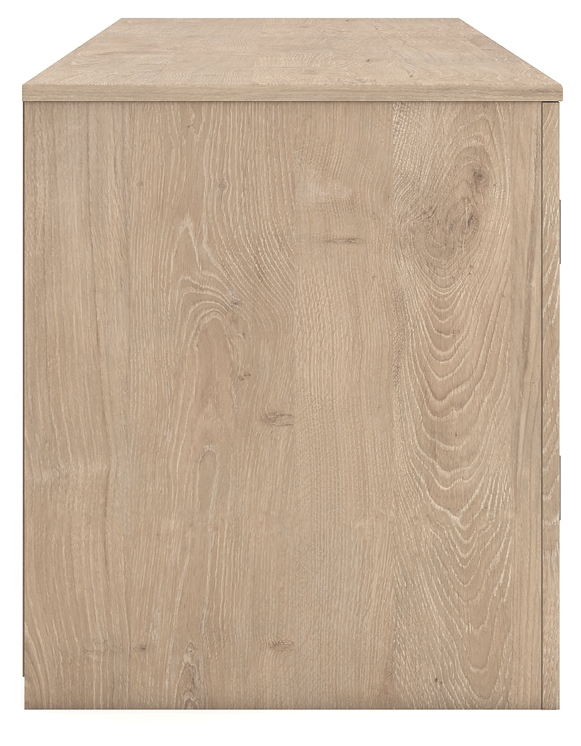Cayboni Tan 71" TV Stand with Electric Fireplace by Ashley at Eve Furniture