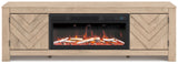 Cayboni Tan 71" TV Stand with Electric Fireplace by Ashley at Eve Furniture