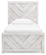 Cayboni Twin Panel Bed with Mirrored Dresser and 2 Nightstands in Whitewash by Ashley at Eve Furniture