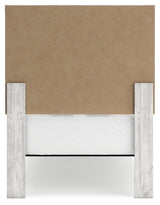 Cayboni Twin Panel Bed with Mirrored Dresser and 2 Nightstands in Whitewash by Ashley at Eve Furniture