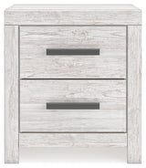 Cayboni Twin Panel Bed with Mirrored Dresser and 2 Nightstands in Whitewash by Ashley at Eve Furniture