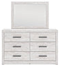 Cayboni Twin Panel Bed with Mirrored Dresser and 2 Nightstands in Whitewash by Ashley at Eve Furniture
