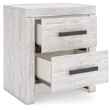 Cayboni Twin Panel Bed with Mirrored Dresser and 2 Nightstands in Whitewash by Ashley at Eve Furniture