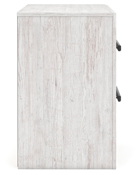 Cayboni Twin Panel Bed with Mirrored Dresser and 2 Nightstands in Whitewash by Ashley at Eve Furniture