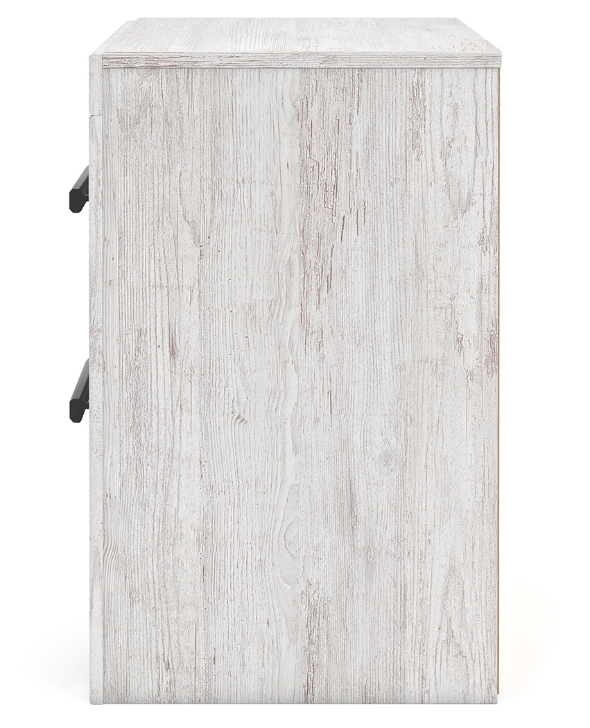 Cayboni Twin Panel Bed with Mirrored Dresser and 2 Nightstands in Whitewash by Ashley at Eve Furniture