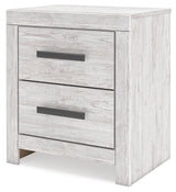 Cayboni Twin Panel Bed with Mirrored Dresser and 2 Nightstands in Whitewash by Ashley at Eve Furniture
