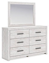 Cayboni Twin Panel Bed with Mirrored Dresser and 2 Nightstands in Whitewash by Ashley at Eve Furniture