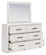 Cayboni Twin Panel Bed with Mirrored Dresser and 2 Nightstands in Whitewash by Ashley at Eve Furniture