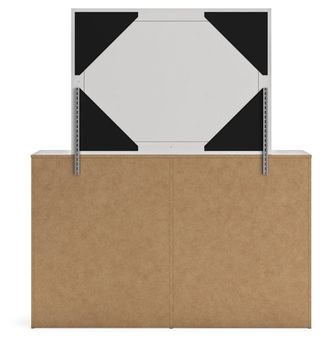 Cayboni Twin Panel Bed with Mirrored Dresser and 2 Nightstands in Whitewash by Ashley at Eve Furniture