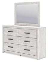 Cayboni Twin Panel Bed with Mirrored Dresser and 2 Nightstands in Whitewash by Ashley at Eve Furniture
