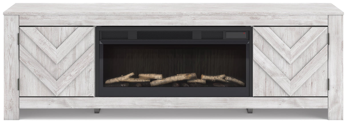 Cayboni Whitewash 71" TV Stand with Electric Fireplace by Ashley at Eve Furniture