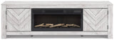 Cayboni Whitewash 71" TV Stand with Electric Fireplace by Ashley at Eve Furniture