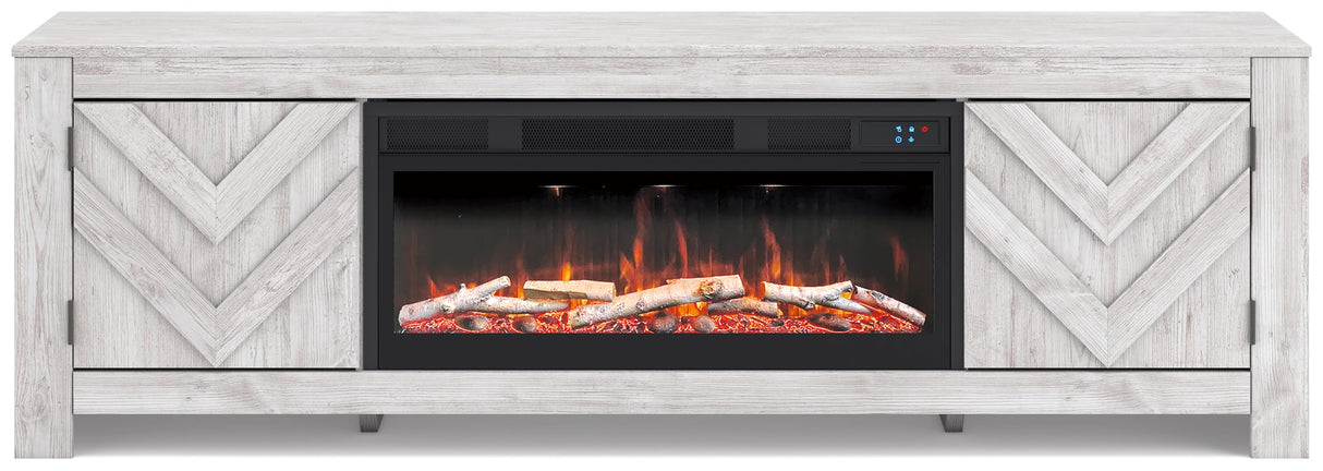 Cayboni Whitewash 71" TV Stand with Electric Fireplace by Ashley at Eve Furniture