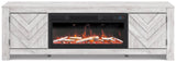 Cayboni Whitewash 71" TV Stand with Electric Fireplace by Ashley at Eve Furniture