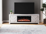 Cayboni Whitewash 71" TV Stand with Electric Fireplace by Ashley at Eve Furniture