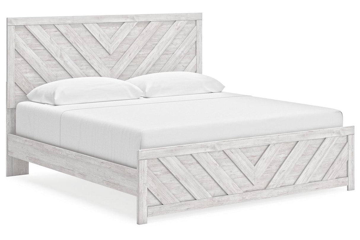 Cayboni Whitewash King Panel Bed by Ashley at Eve Furniture