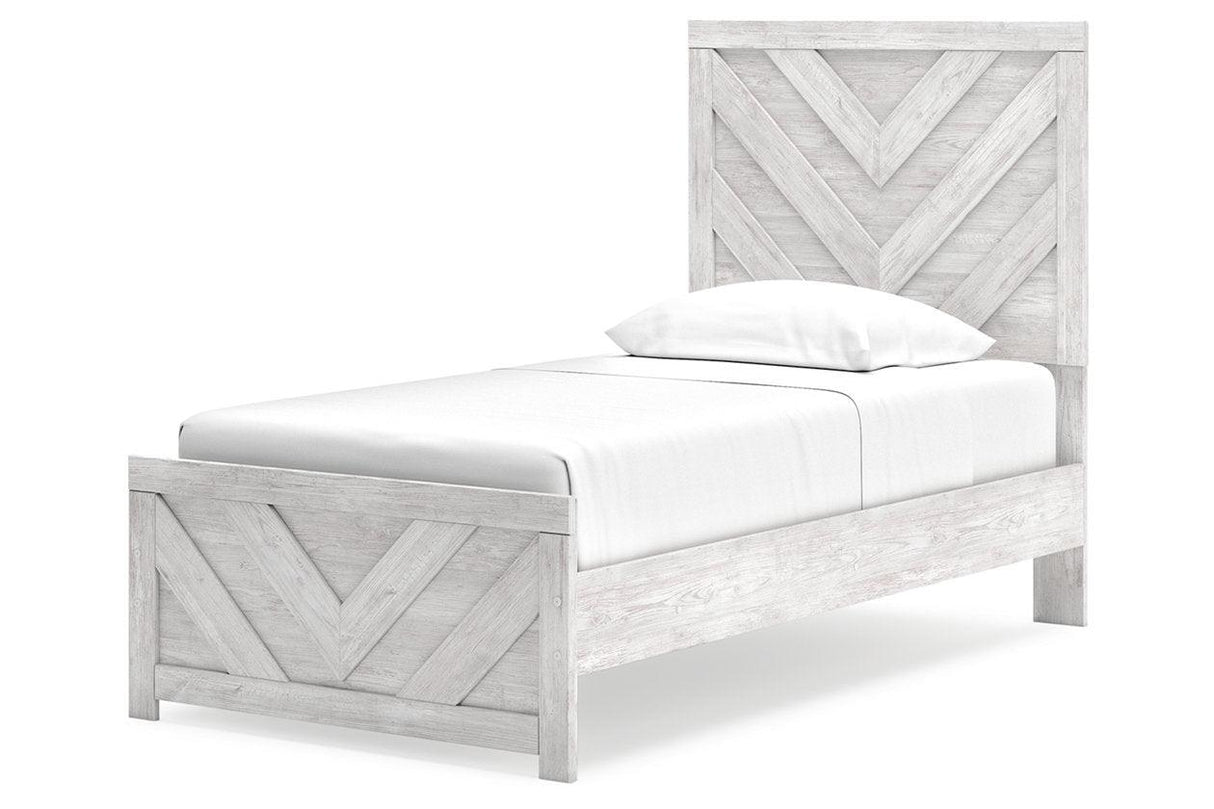 Cayboni Whitewash Twin Panel Bed by Ashley at Eve Furniture