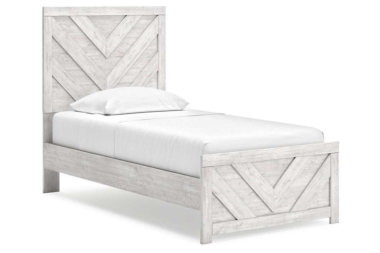 Cayboni Whitewash Twin Panel Bed by Ashley at Eve Furniture