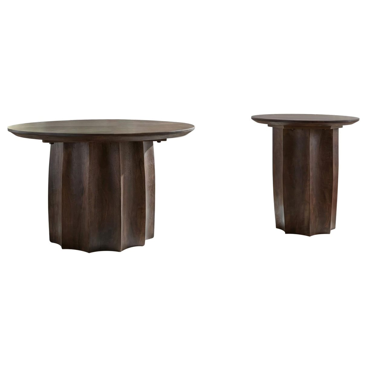 Cayenne Walnut 2-Piece Solid Mango Wood Coffee Table Set by Coaster at Eve Furniture