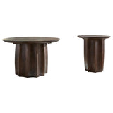 Cayenne Walnut 2-Piece Solid Mango Wood Coffee Table Set by Coaster at Eve Furniture