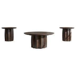 Cayenne Walnut 3-Piece Solid Mango Wood Coffee Table Set by Coaster at Eve Furniture