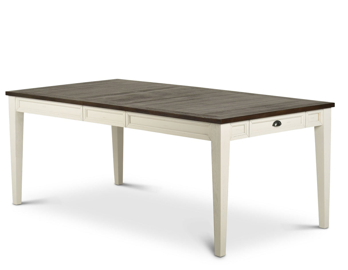 Cayla 64-80 inch Table w/16″ Leaf – Dark Oak& White