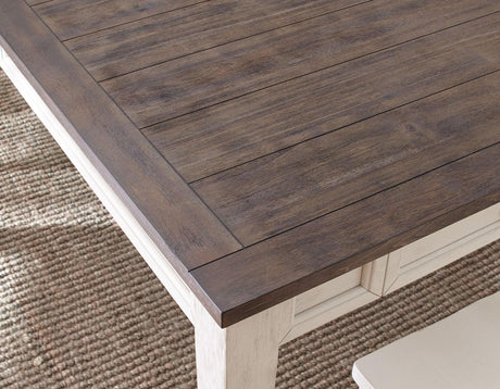 Cayla 64-80 inch Table w/16″ Leaf – Dark Oak& White by Steve Silver at Eve Furniture