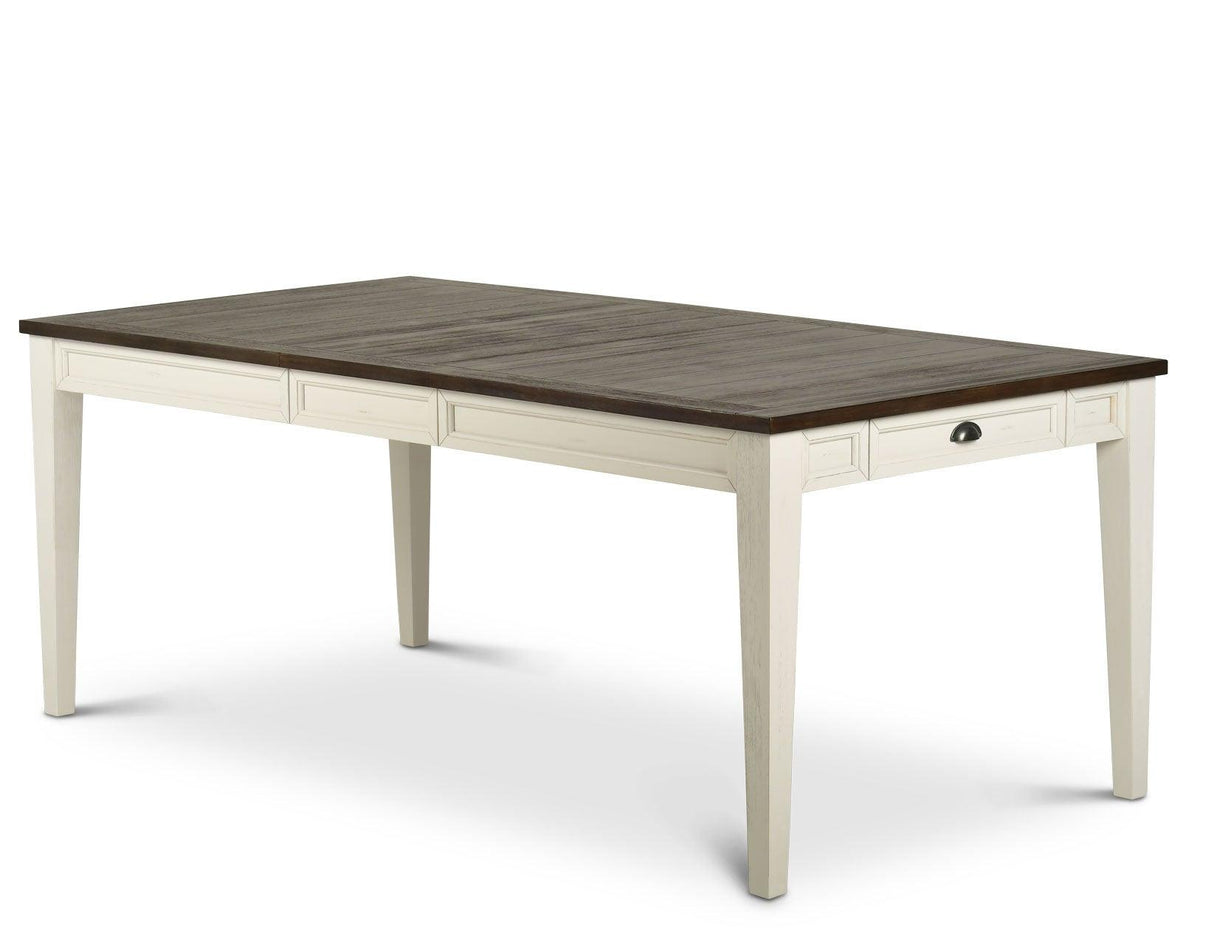 Cayla 64-80 inch Table w/16″ Leaf – Dark Oak& White by Steve Silver at Eve Furniture