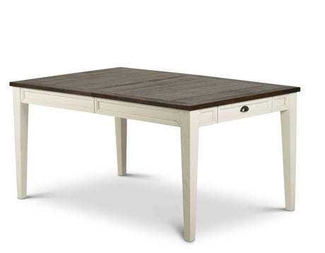 Cayla 64-80 inch Table w/16″ Leaf – Dark Oak& White by Steve Silver at Eve Furniture