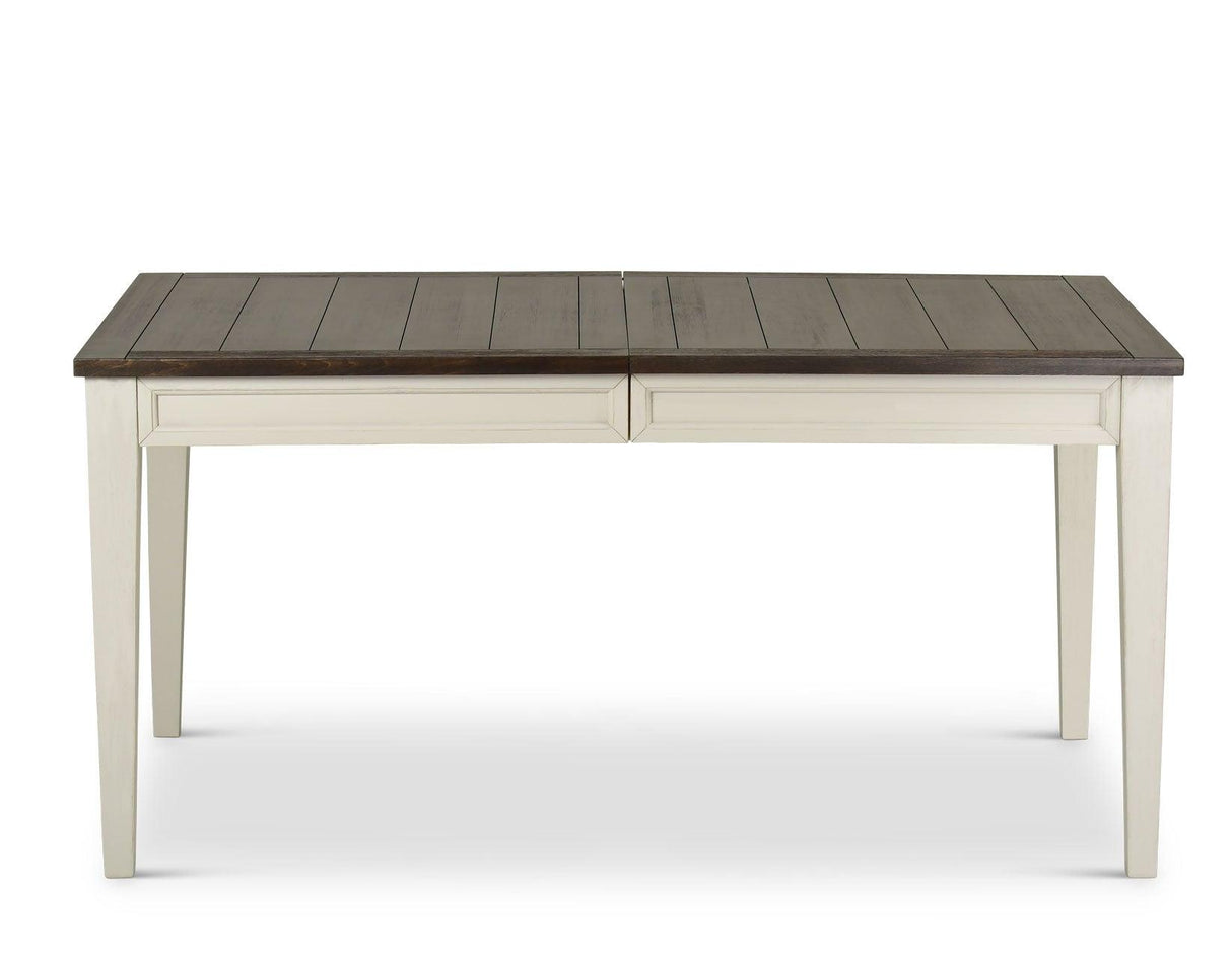 Cayla 64-80 inch Table w/16″ Leaf – Dark Oak& White by Steve Silver at Eve Furniture